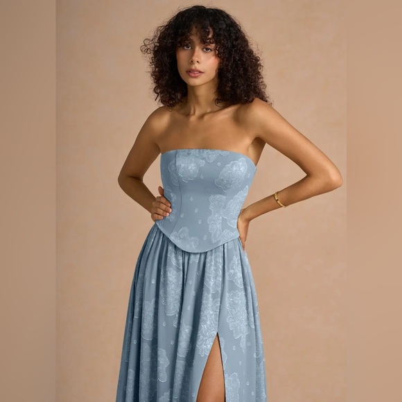 Azazie Strapless Light Blue Dress - Picture 5 of 8